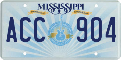 MS license plate ACC904