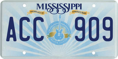 MS license plate ACC909