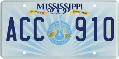 MS license plate ACC910