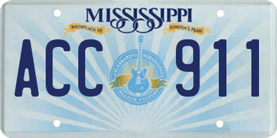 MS license plate ACC911