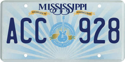 MS license plate ACC928