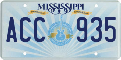 MS license plate ACC935