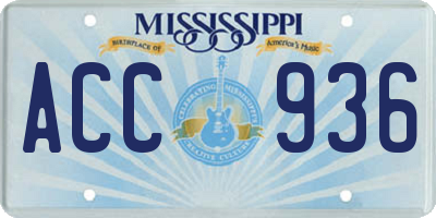 MS license plate ACC936
