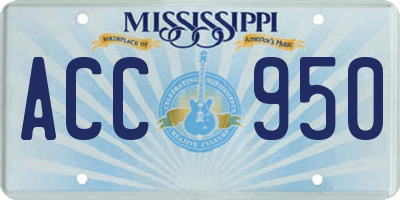 MS license plate ACC950