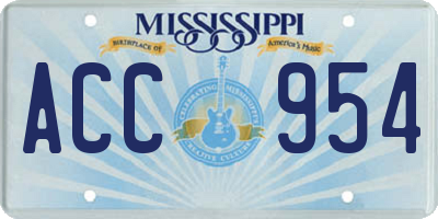 MS license plate ACC954