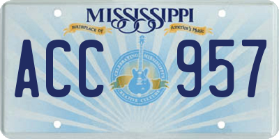 MS license plate ACC957
