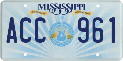 MS license plate ACC961