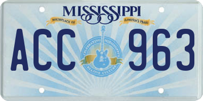 MS license plate ACC963