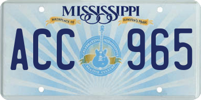 MS license plate ACC965