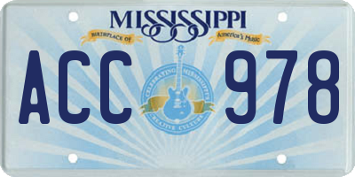MS license plate ACC978