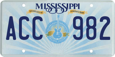 MS license plate ACC982