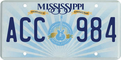 MS license plate ACC984