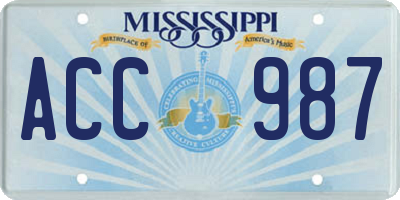 MS license plate ACC987