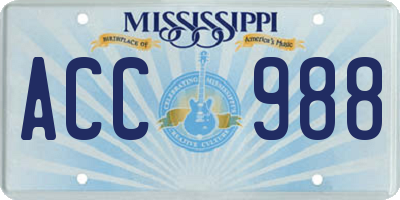 MS license plate ACC988