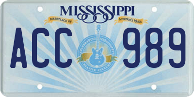MS license plate ACC989