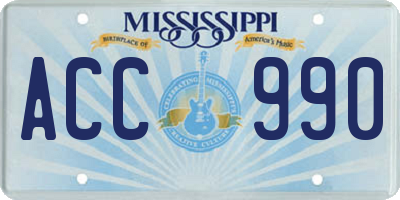 MS license plate ACC990
