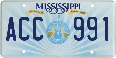 MS license plate ACC991