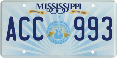 MS license plate ACC993