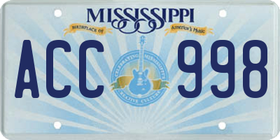 MS license plate ACC998