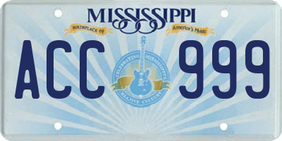 MS license plate ACC999