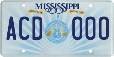 MS license plate ACD000