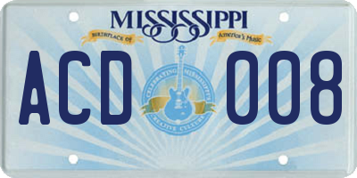 MS license plate ACD008