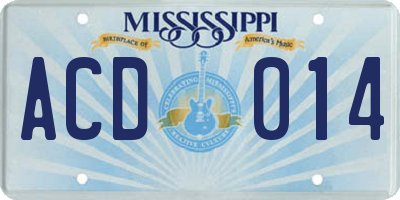 MS license plate ACD014