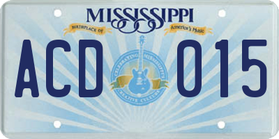 MS license plate ACD015