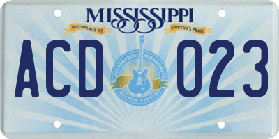 MS license plate ACD023