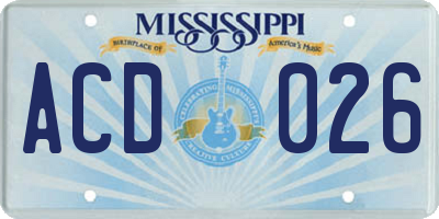 MS license plate ACD026