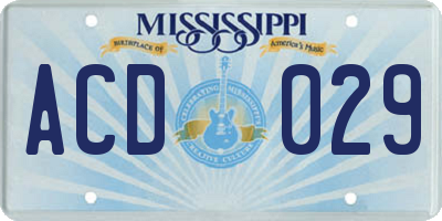 MS license plate ACD029