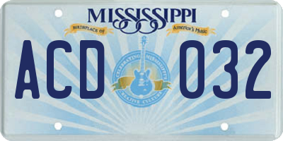 MS license plate ACD032