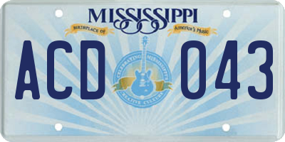 MS license plate ACD043