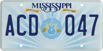 MS license plate ACD047