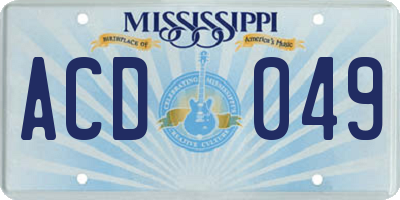 MS license plate ACD049