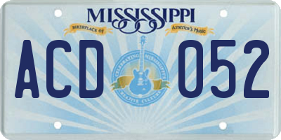 MS license plate ACD052