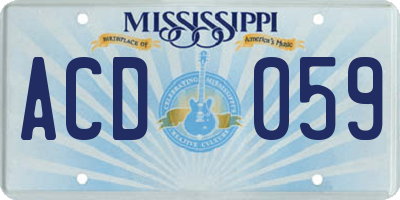 MS license plate ACD059