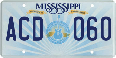 MS license plate ACD060