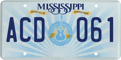 MS license plate ACD061