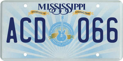 MS license plate ACD066