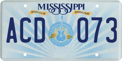 MS license plate ACD073