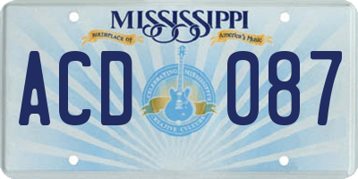 MS license plate ACD087