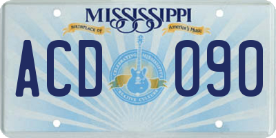 MS license plate ACD090