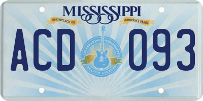 MS license plate ACD093