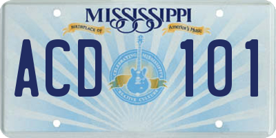 MS license plate ACD101