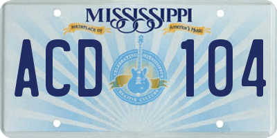 MS license plate ACD104