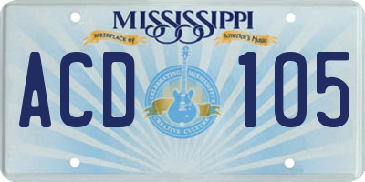 MS license plate ACD105