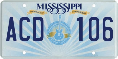 MS license plate ACD106