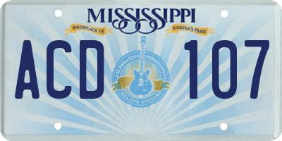 MS license plate ACD107