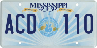 MS license plate ACD110